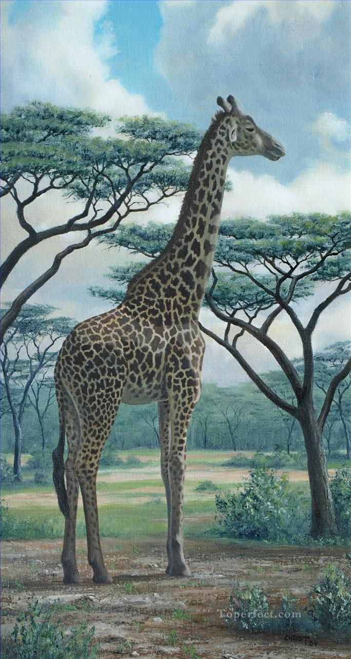 Vert girafe Peintures à l'huile